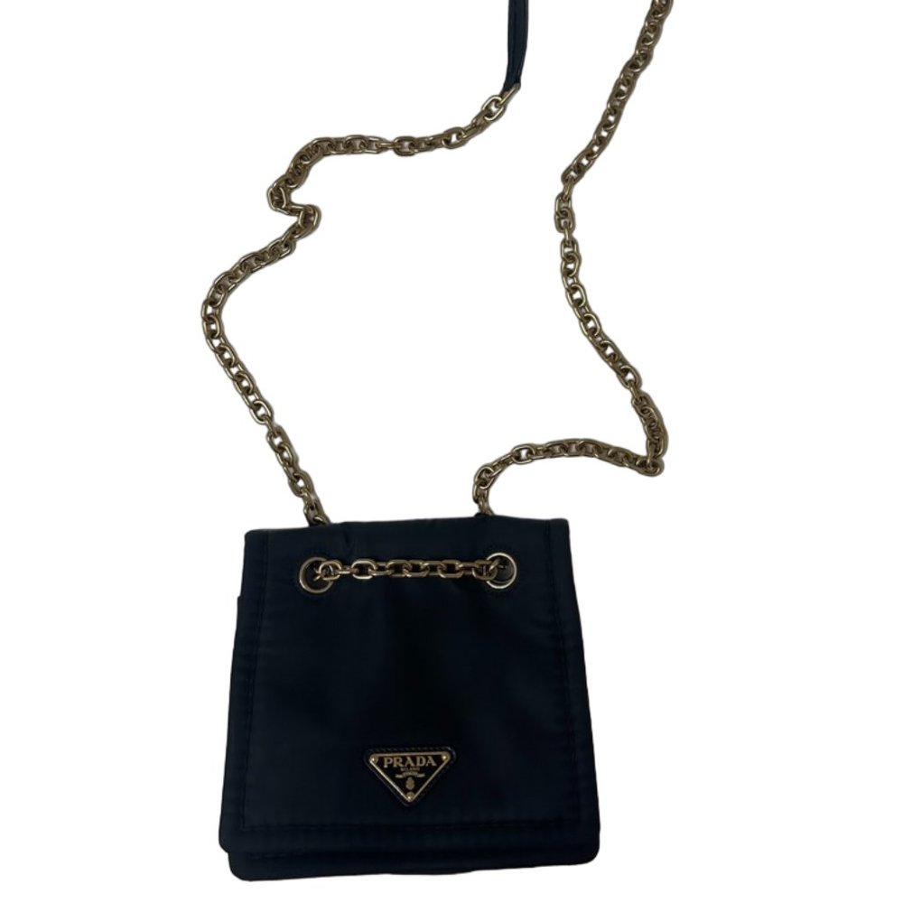 Prada Tessuto Nylon Chain Crossbody Shoulder Bag Black - Picture 10 of 16